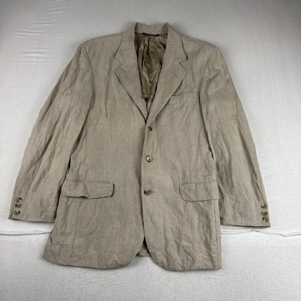 VTG Banana Republic Mens Beige 100% Linen Blazer 38R Made in USA lightweight